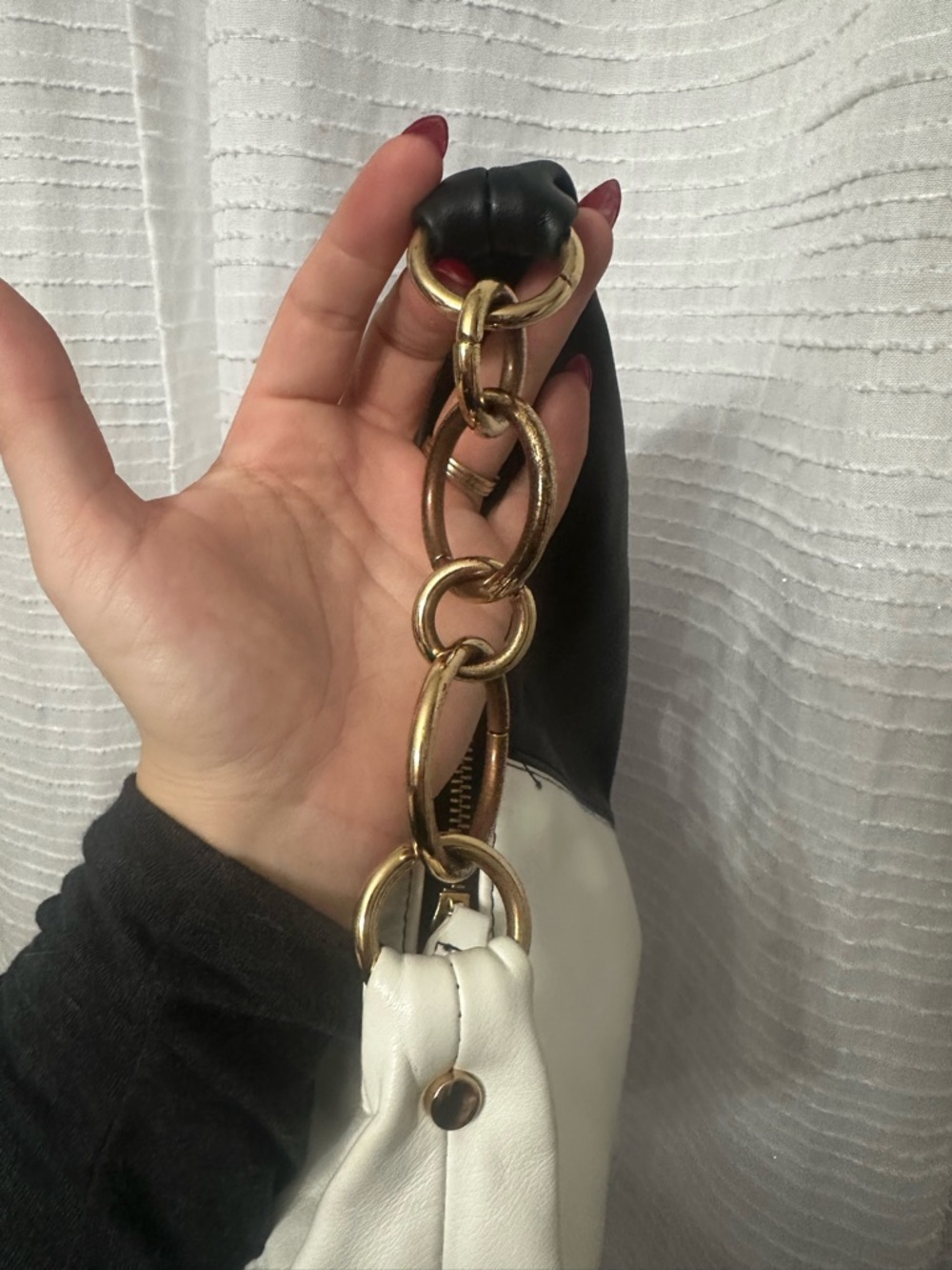 Urban outfitters Two-Tone Black and White Shoulder Bag with Gold Ring Detail - Picture 4 of 5